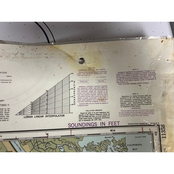 Nautical Chart/Map of Louisiana’s Barataria Bay and Approaches - Picture 4 of 4